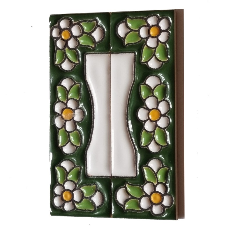Ceramic Tile Numbers and Letters Green Floral Tile Size 7.5cm