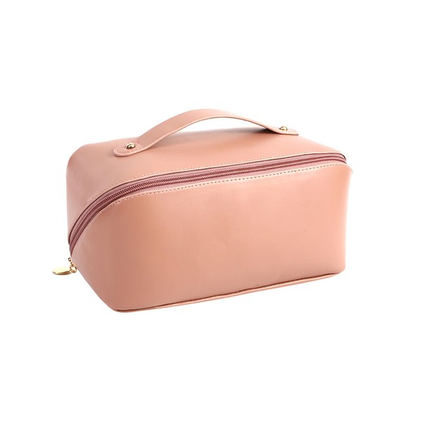Travel Makeup Bag,Large Capacity PU Waterproof Storage Makeup Bag,Open Flat