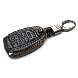 Vitodeco Genuine Leather Smart Key Fob Case Protector Compatible for Alfa Romeo Giulia, Stelvio, Tonale (2017 - 2025 Models) - 5-Button, Black