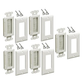 iMBAPrice Brushed Wall Plate - Decora Style Cable Pass Through Insert for Wires Wall Socket Plug Port/HDTV/HDMI/Home Theater Systems and More (Pack of 5) - White