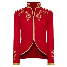 FYMNSI Men's Prince Costume Blazer Gothic Steampunk Tailcoat Men's Tuxedo Festive Suit Medieval Victorian Retro Jacket, red
