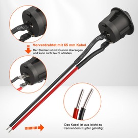 GEAREVER Pack of 10 12 V Toggle Switch, 2 Pole On/Off SPST Switch 10 A/125 V, 6 A/250 V Rocker Switch with Wire, Car Switch, Rocker Switch for Car, Motorcycle, Car, Boat, Motorhome