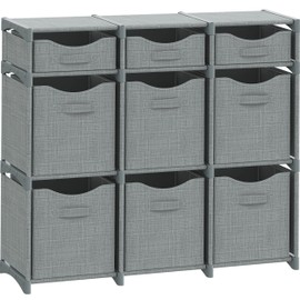 9 Cube Closet Organizers, Includes All Storage Cube Bins, Easy To Assemble Storage Unit With Drawers | Room Organizer For Clothes, Baby Closet Bedroom, Playroom, Dorm (Light Grey)