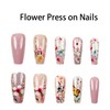 Flower Press on Nails Medium Long Coffin Fake Nails with
