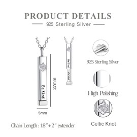 Step Forward Be Kind of A B Necklaces for Women - Sterling Silver Be Kind Hidden Message Necklace for Sister, 3D Vertical Bar Pendant Necklace, Sisters Friendship Sorority Gifts Jewelry