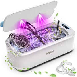 Ultrasonic Jewelry Cleaner - 550ml(19oz) Ring Cleaner with Degas Function, 2 Time Modes, 48Khz Jewelry Cleaner Sonic Machine for Eyeglasses, Dentures, Retainer, Necklaces, Watch(White)