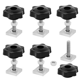 BEASAFY 6 x T-Nut Adapters M6 x 35 mm, T-Nut Adapter Slot Nuts with Star Grip Nut Washers Nuts for Roof Rack Rails Roof Box