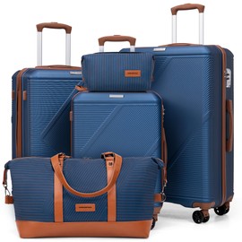 CONCEPTEN Luggage Sets 5 Piece, Suitcases With Wheels, Lightweight Travel Luggage Set With TSA Lock, ABS Hardshell Carry On Suitcase Set, Blue