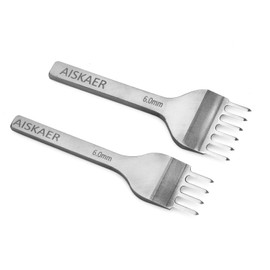 Aiskaer White Steel 6mm 1/2/4/6 Prong DIY Diamond Lacing Stitching Chisel Set Leather Craft Kits