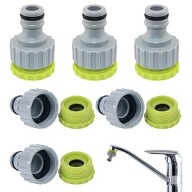 6 Piece Tap Adaptor, 1/2 Inch 3/4 Inch 2-in-1 Garden Tap Connector, Tap Connector, Hose Connection Set for Garden Watering, Plastic Garden Hose Thread Connection Tap Adapt