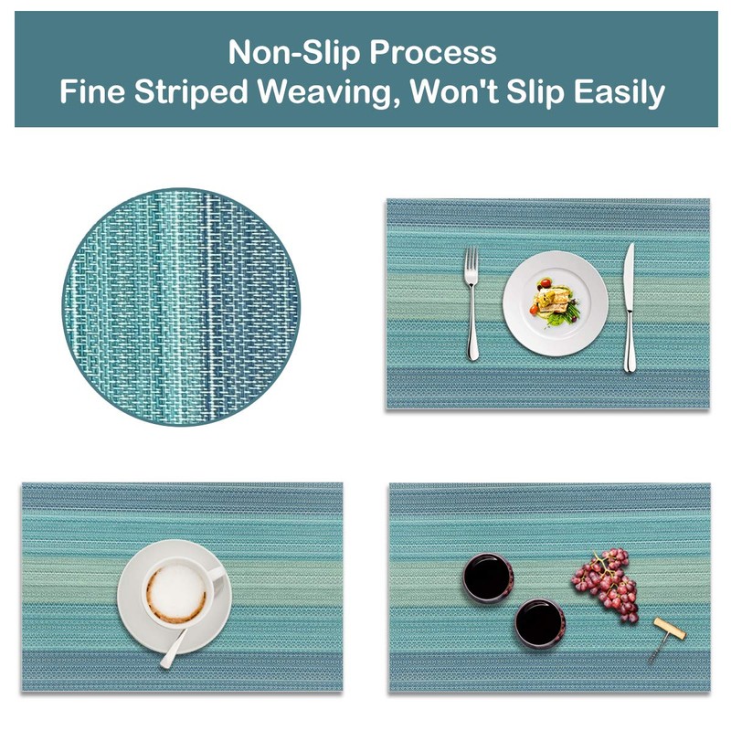 Placemats Set of 4 for Dining Table, Washable Woven Vinyl