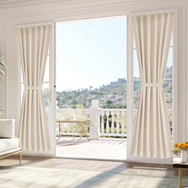 Vatge Sidelight Curtains for Front Door Privacy, 80 inch Long Sidelight Window Treatments for Glass Door, 1 Panel, W25 x L80, Light Beige