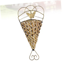 Kisangel Fan Shape Iron Woven Flower Basket Wall Mounted Decorative Planter for Home Decor Easy to Install Hanging Flower Holder Random Color