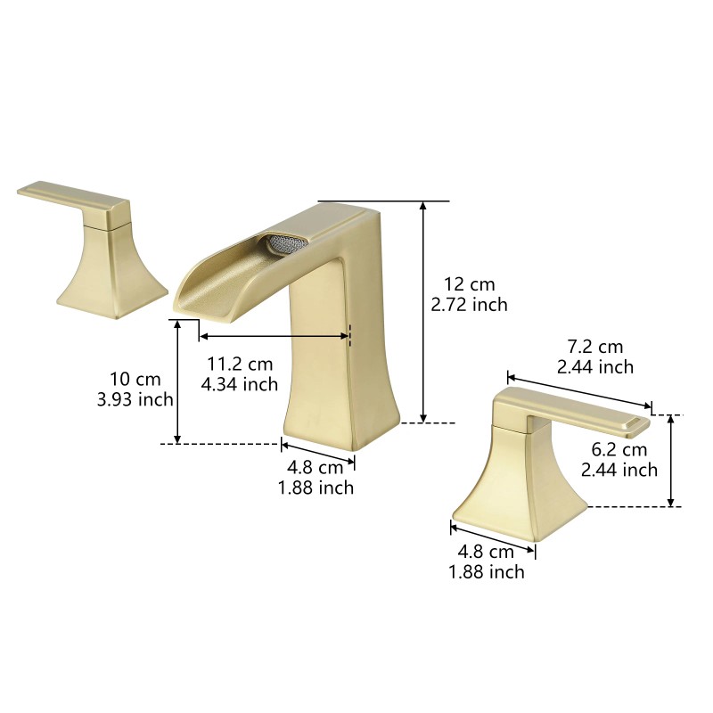 8 Inch Modern Brass Waterfall Bathroom Faucet Widespread Sink Faucet