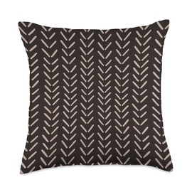 Abstract Lines Pattern in Beige on Black AEY316 Throw Pillow