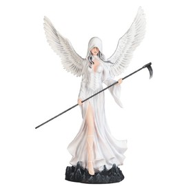 ICE ARMOR 24'' H Angel of Death in White Walking with Scythe Statue Fantasy Decoration Figurine Large Sculpture, Multicolor (78GSC91857)
