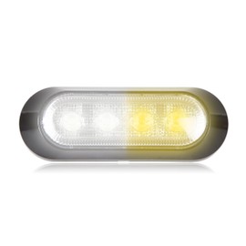 Maxxima M20384WYCL White/Amber Ultra Thin 4 LED Warning Strobe Light (Surface Mount with Clear Lens)