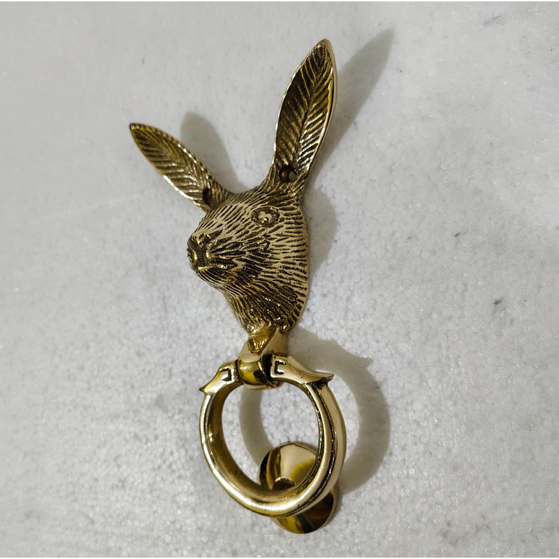 Solid Brass Rabbit Face Door Knocker for Front Door Georgious