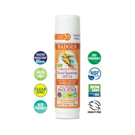 Badger - SPF 35 Clear Zinc Kids Sunscreen Stick - Tangerine & Vanilla - Broad Spectrum Water Resistant Reef Safe Sunscreen, Natural Mineral Sunscreen with Organic Ingredients .65 oz