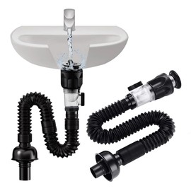 Bathroom Sink Drain Kit with Flexible Expandable P-Trap Pipe Anti-Odor Bathroom Sink Drain Pipe for 1-1/4" and 1-1/2" Hole