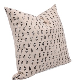 Fabritual Handcraft Block Print Throw Duck Canvas Hidden Zipper 18X18 Pillowcase Cushion Cover, Fall Decoration for Sofa, Couch, Bed, Balcony, Living Room, Boho Home Décor, Farmhouse, Trimab, Black