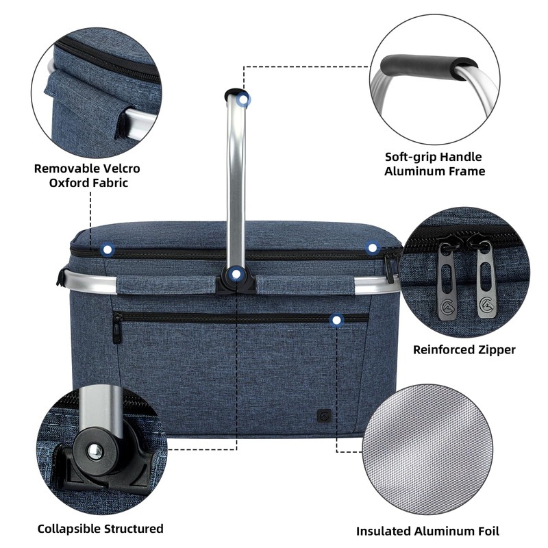 ALLCAMP Picnic Basket - 2 Ice Box Included 32L Insulated