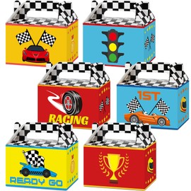 12 Pieces Race Car Party Favor Boxes Two Fast Goodies Candy Treat Bags Hot Wheels Birthday Party Favor Box for Boys Kids Let's Go Racing Car Themed Party Supplies bag 6 x 3 x 3.5 Inches