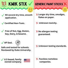 Kwik Stix Solid Tempera Paint Sticks, 60 Colors, Washable Paint Sticks for Kids, Super Quick Drying, Non-Toxic, Allergen Free, Paint Sticks in Classic, Metallic, Neon, Pastel, Jewel & Earth Colors, Paint for Kids and Toddlers