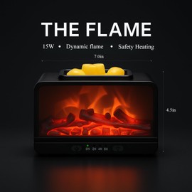 Layove Dynamics Flame Fireplace Electric Wax Burner Wax Melt Warmer PTC Heating Plate Monochromatic Fragrance Warmer for Home Office Gifts & Decor(Black)
