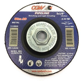 CGW Abrasives 45201 Depressed Center Wheel 5" x 1/8" x 5/8-11 INT Type 27 24 Grit Aluminum Oxide - Pkg Qty 10, (Sold in packages of 10)