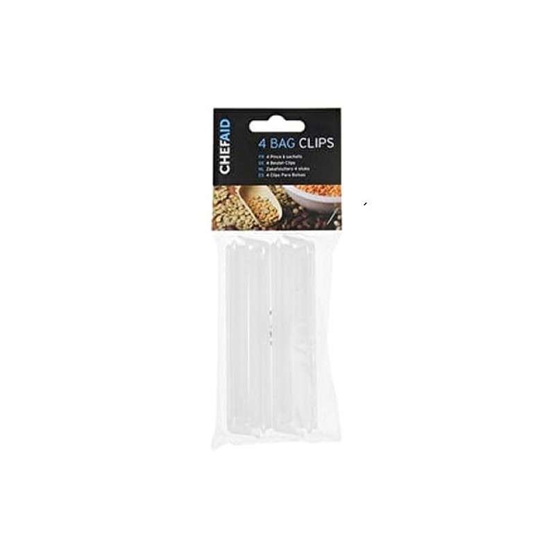 Chef Aid Bag Clip Set, 4 Piece set in White