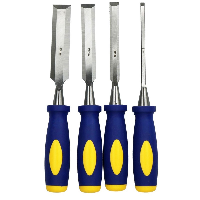 4pc Chisel Carving Wood Work Carpentry Bevel Edge Edged Chisels