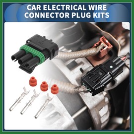 Motoforti 3 Pin Car Electrical Wire Connector Plug Kits, 2.5mm Series Car RV Truck Female Cable Terminal Housing Black Green, 1 Set Long-lasting