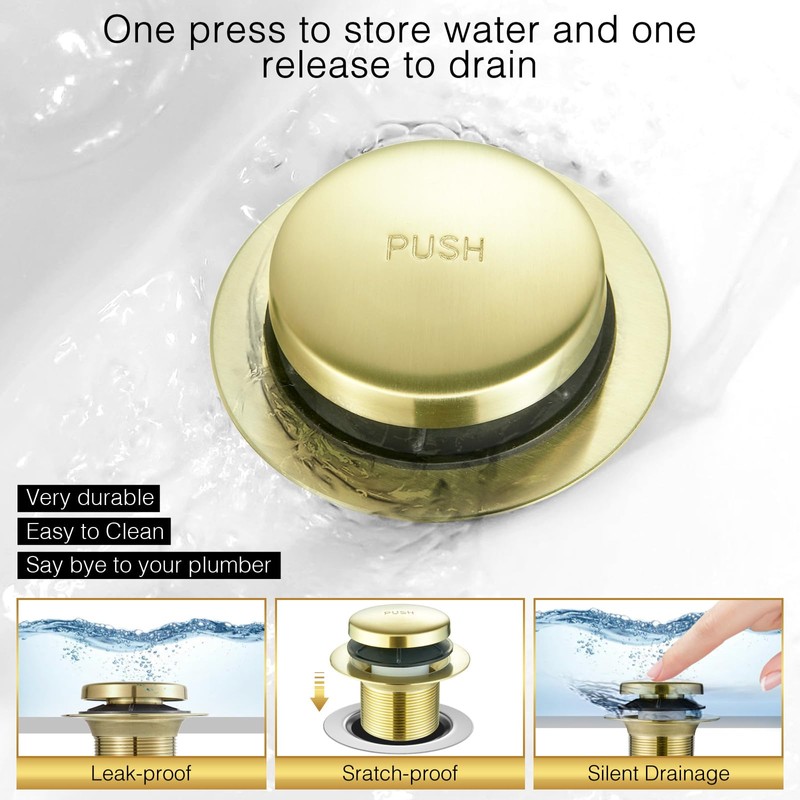 Bathtub Drain Tip-Toe Tub Trim Set with Two-Hole Overflow Faceplate,
