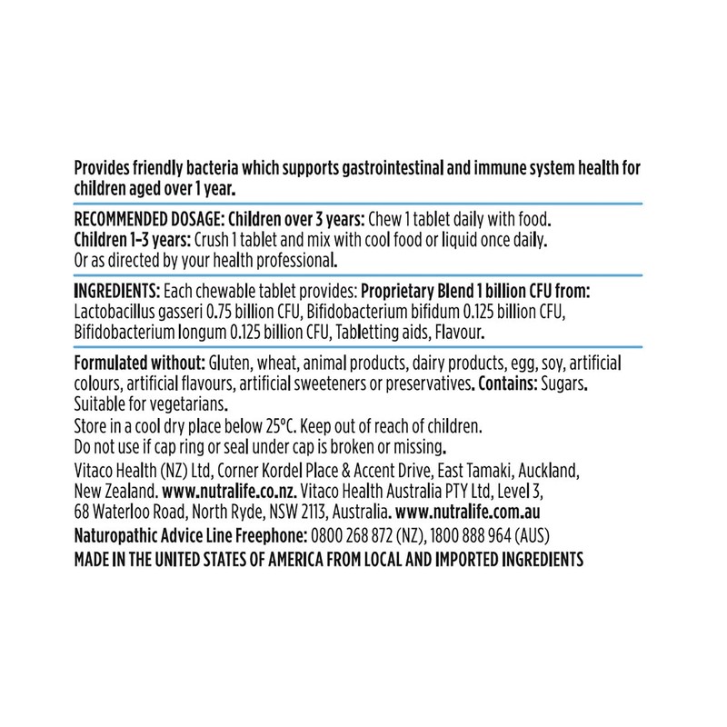 Nutralife Probiotica Kids Daily Chewable Tab X 60
