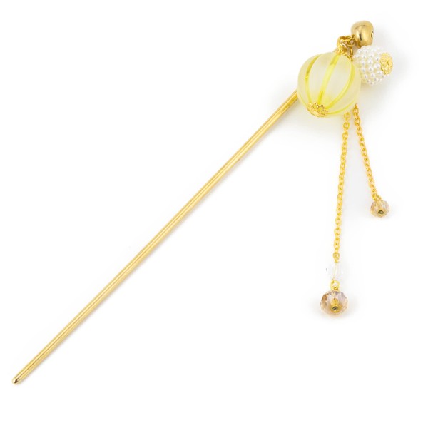 Hair Stick for Bun Kanzashi Metal Hair Pin, Japanese Style Hairpin Hair Chopsticks Hair accessory for women (Bubble ball/Yellow)