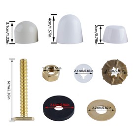 Hibbent Toilet Floor Bolts and Caps Set, Solid Brass Universal Toilet Bowl to Floor Bolts, with 4 Caps with Nuts/Washers, Heavy Duty Closet Bolt Set