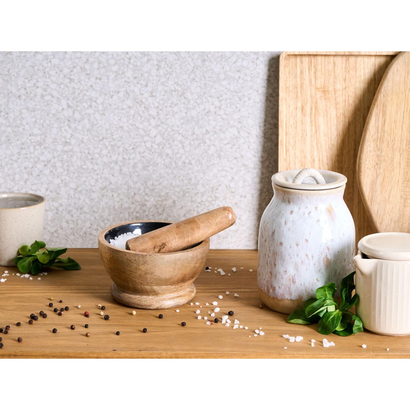 Mörser und Stößel QENA Mango Holz Braun/Schwarz