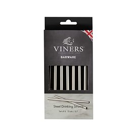 Viners Short Steel Drinking Straws 6 Piece