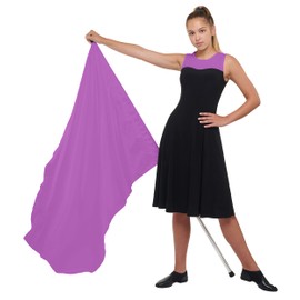Purple Color Guard Flag, Curved Rectangle Solid Color Flag for Practice, Made of Easy to Clean Polyester Habutai