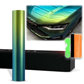 12"x60" (1FTx5FT) PET Galaxy Dust Gloss Spring Green Chameleon Metallic Color Shift Color Change Vinyl Wrap Auto Car Sticker Decal Film Sheet Bubble Free Air Release Technology with Tool Kit