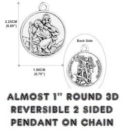 Fashion Jewelry SAINT MICHAEL CHRISTOPHER ARCHANGEL Charm 24" 925 Sterling Silver Snake Necklace