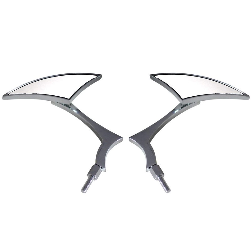 MotorToGo Chrome Sickle Mirror Set with Radical Elbow Stem Motorcycle