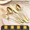 60-Piece Gold Silverware Set for 12, Stainless Steel Flatware Cutlery