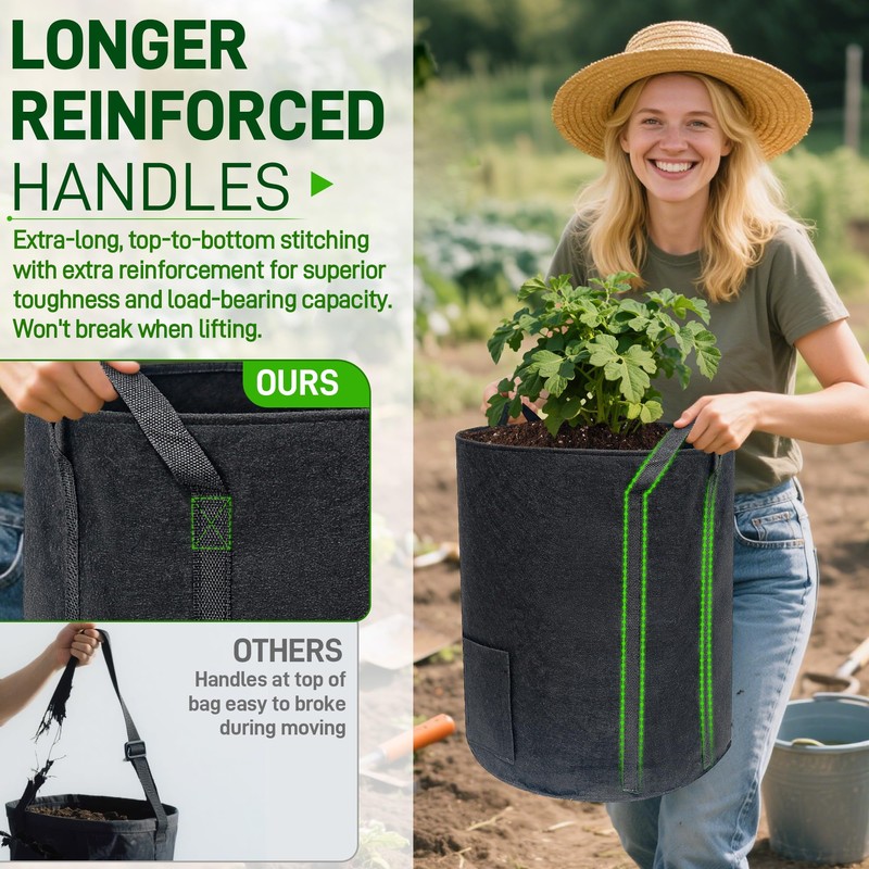 8 Pcs 15 Gallon Potato Grow Bags with Harvest &