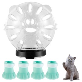Cat Muzzle and Boots Cat Helmet Cat Mouth Cover Breathable Cat Muzzle for Grooming Anti-Licking Clear Cat Helmet with Paw Cover Cat Kitten Astronaut Helmet for Bathing Shaving Pet Tools(Small)