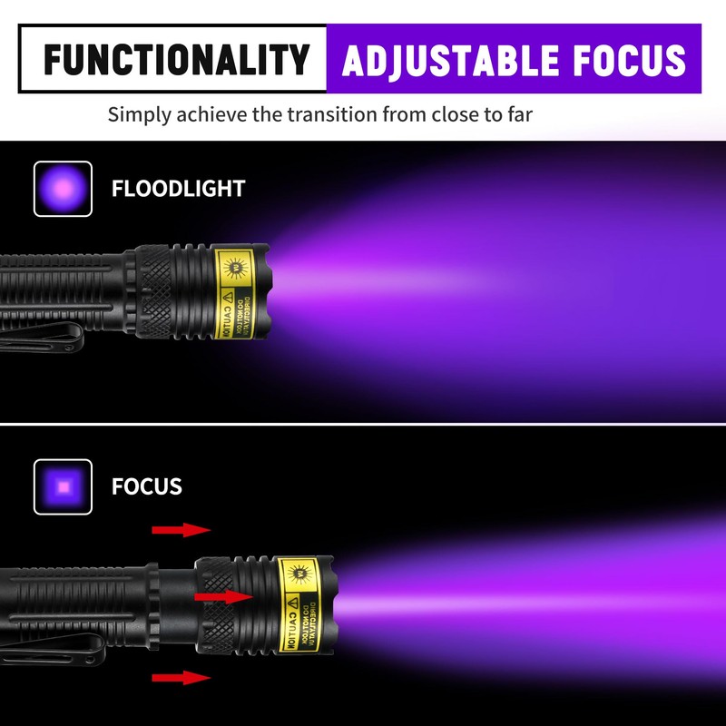 DARKDAWN UV Flashlight 365&395nm Black Light Mini USB Rechargeable Ultraviolet