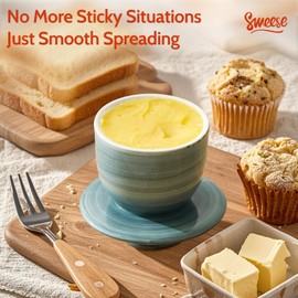 Sweese Hand-Painted Butter Crock with Lid – Vintage-Inspired Butter Keeper for Countertop Use, Unique Artistic Design, Dishwasher & Microwave Safe