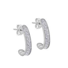 Tuscany Silver Women's Sterling Silver Stardust 16mm J-Shape Earrings