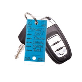 Round Corner Self-Laminating Key Tags – 250 or 500 Pack – Waterproof & Durable – Includes 7/8” Rings – Multiple Colors (EZ407) (Blue Round Corner Self Laminating Key Tags)